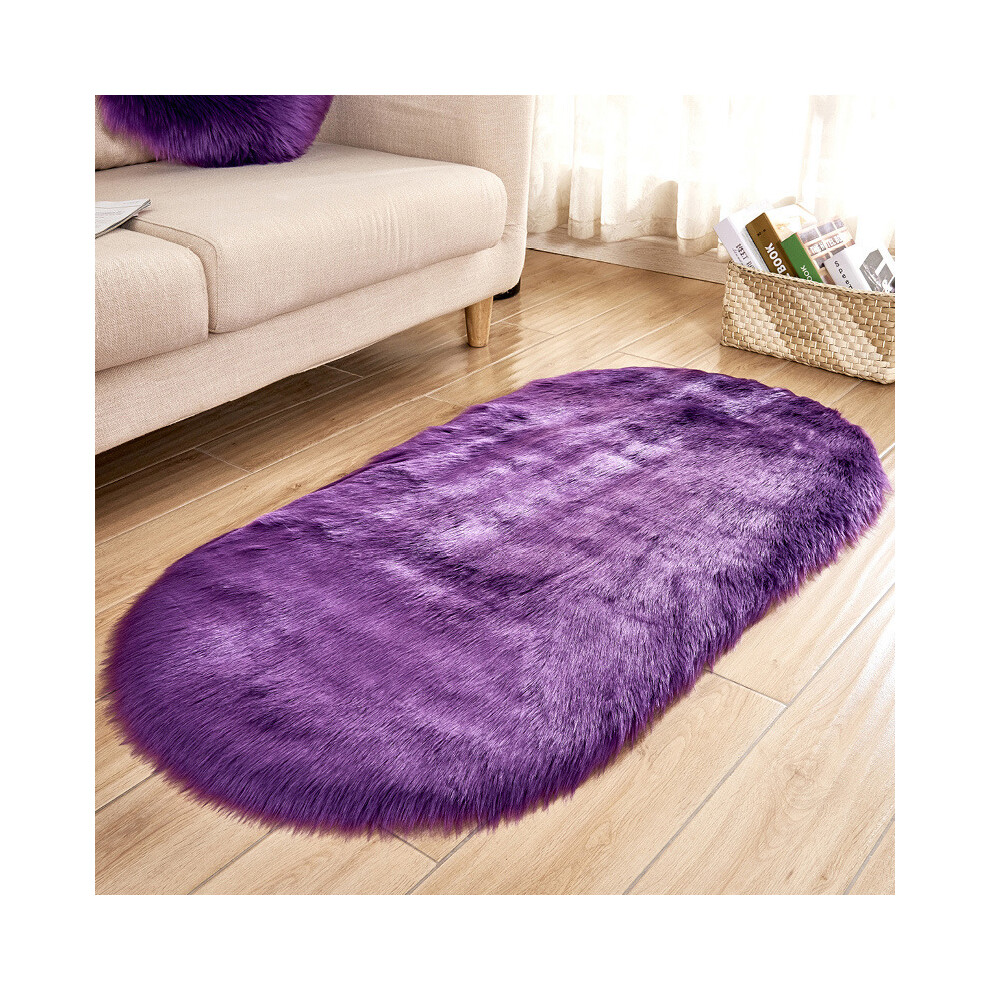 (Purple, 50X80cm) Soft Super Faux Sheepskin Area Rugs For Bedroom Floor Carpet Faux Rug Bedside Rugs 693312013105