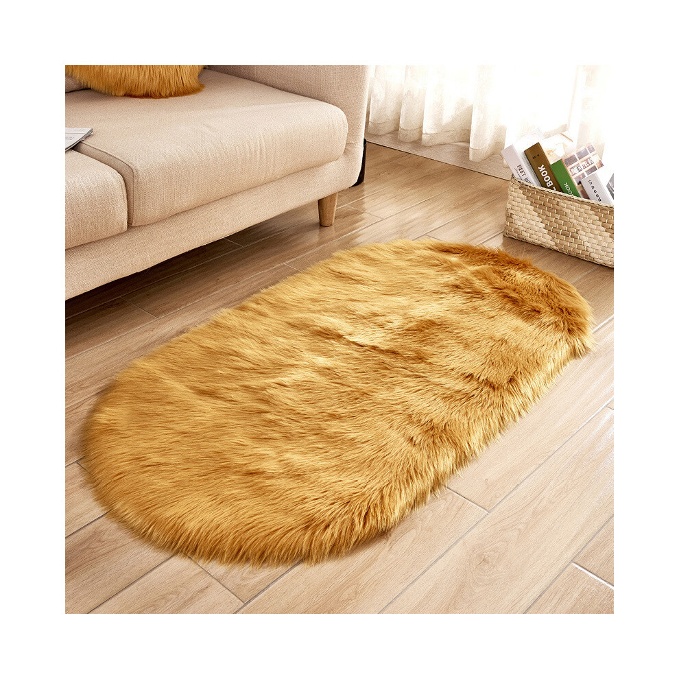 (Orange, 60X120cm) Soft Super Faux Sheepskin Area Rugs For Bedroom Floor Carpet Faux Rug Bedside Rugs 696125837937