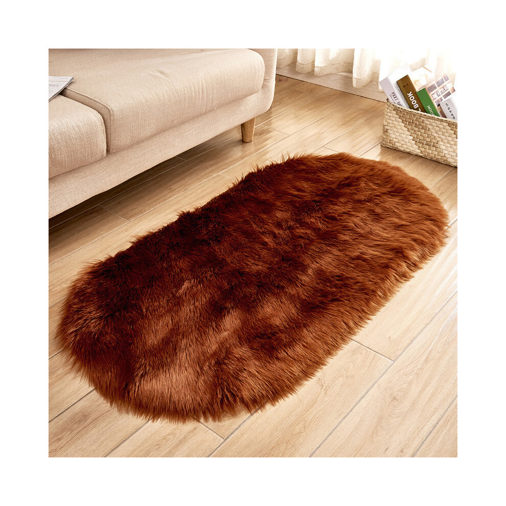 (Brown, 60X120cm) Soft Super Faux Sheepskin Area Rugs For Bedroom Floor Carpet Faux Rug Bedside Rugs 697591422573