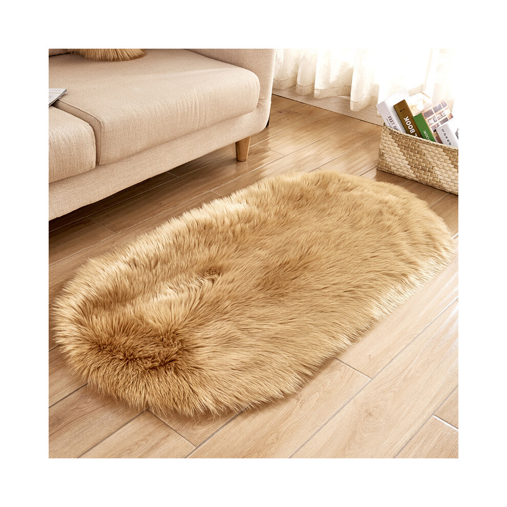 (Camel, 50X80cm) Soft Super Faux Sheepskin Area Rugs For Bedroom Floor Carpet Faux Rug Bedside Rugs 698504985987