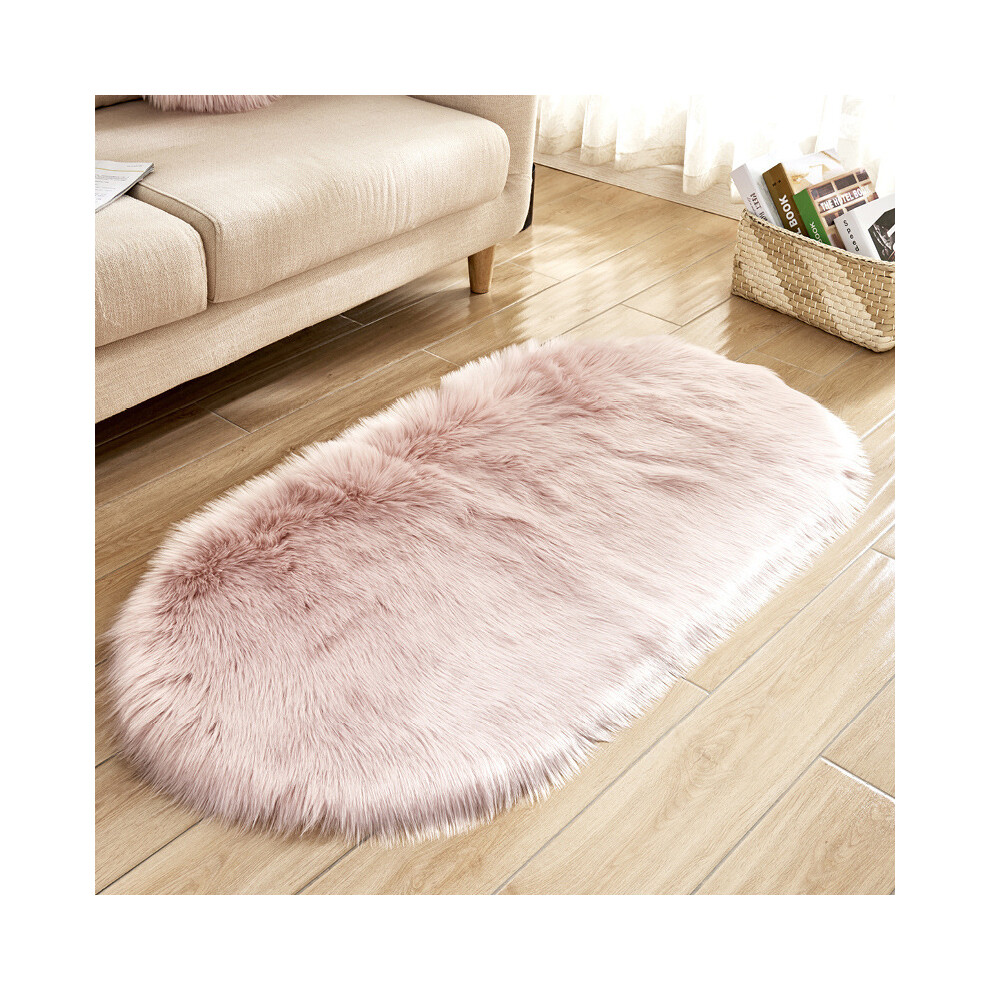 (Pink, 60X120cm) Soft Super Faux Sheepskin Area Rugs For Bedroom Floor Carpet Faux Rug Bedside Rugs 695591413393