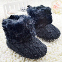 (Black,11CM(3-6 Months))018m Baby Boy Girl Snow Boots Infant Toddler Kids Crib Prewalker Shoes