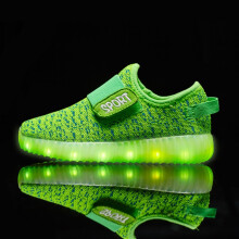 (Green, EU30) New Children Sports Kids Boys Girls Led Light Up Sneakers Shoes Luminous