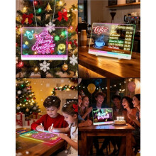 16 Inch LED Drawing Board for Kids - Rechargeable 7 Color Light Acrylic Note Pad with Stand,Gifts for 6-12 Year Old