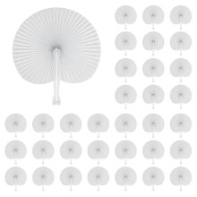 60 Pcs White Paper Fans,Foldable Handheld Fans for Women,Round Wedding Decorative Folding Party Favors Dancing DIY