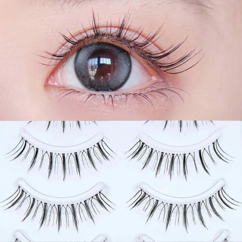 5 Pair Fox Style False Eyelashes, Natural Flared Transparent Band, Lengthened Tail 2