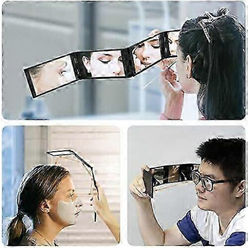 Four Panel Folding Mirror, 4-Sided Handheld Compact Tabletop Mirror for Self Styling & Hair Cutting 2