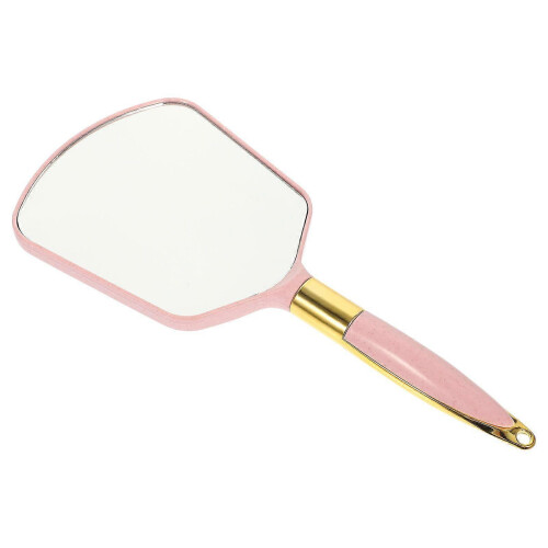 Pink 23.7x10.6cm Travel Vanity Hand Mirror with Handle 2