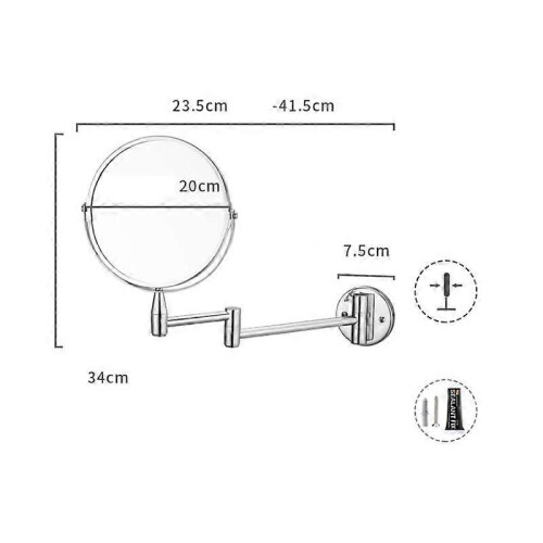 Bathroom Wall-Mounted Folding Beauty Mirror, Double-Sided HD, No Drilling, 8 Inches 1