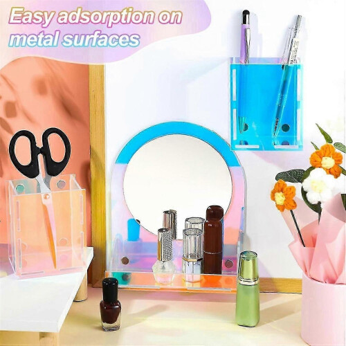 Magnetic Acrylic Locker Mirror with 2 Pen Holders for Home Office 1