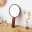 Oak Solid Wood HD Handheld Makeup Mirror for Women - Brown 2