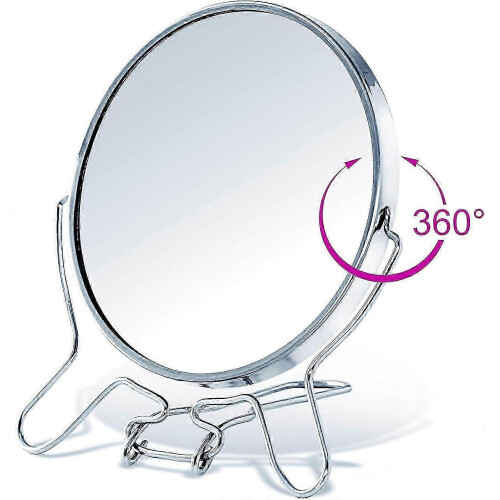 Makeup Mirror 4 Inch - Double Sided Magnifying Stand Mirror, 360 Rotation Shaving Mirror 1