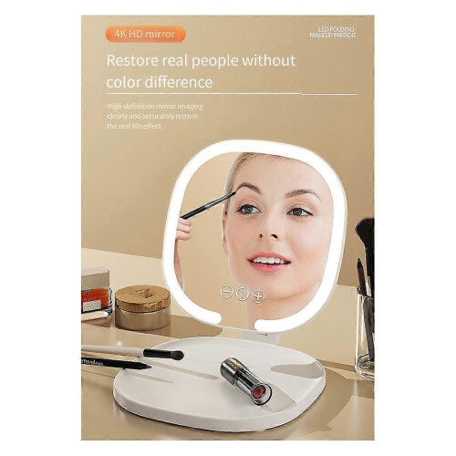 As Shown LED Makeup Mirror, 1X/3X Magnification, Portable Foldable Travel Vanity Mirror 1