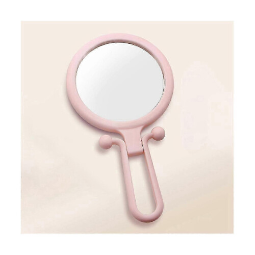 10X Handheld Magnifier, Double Sided Folding Makeup Mirror, Portable Adjustable Handle (Pink) 1