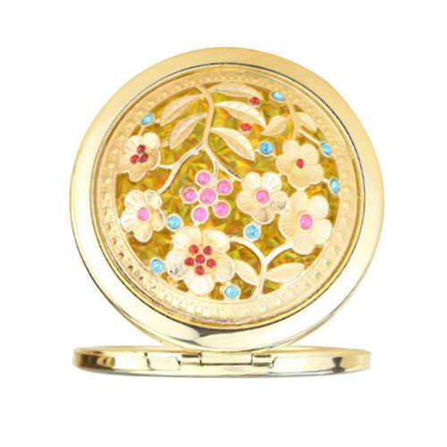 Compact Retro Round Foldable Makeup Mirror for Beauty Lovers, Small Hand Mirror 1