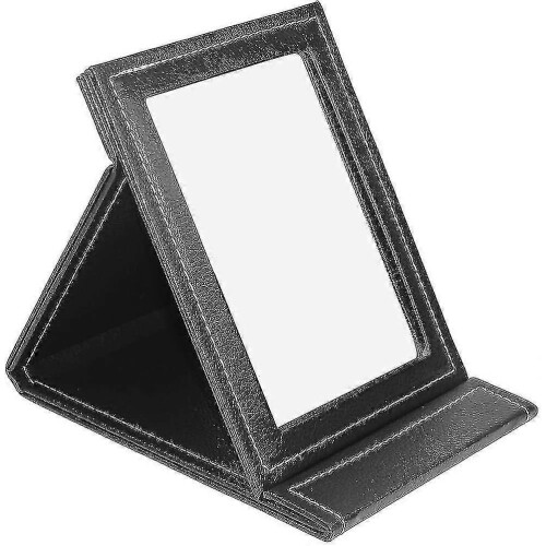Miroir de maquillage pliable et portable avec support réglable, noir 2