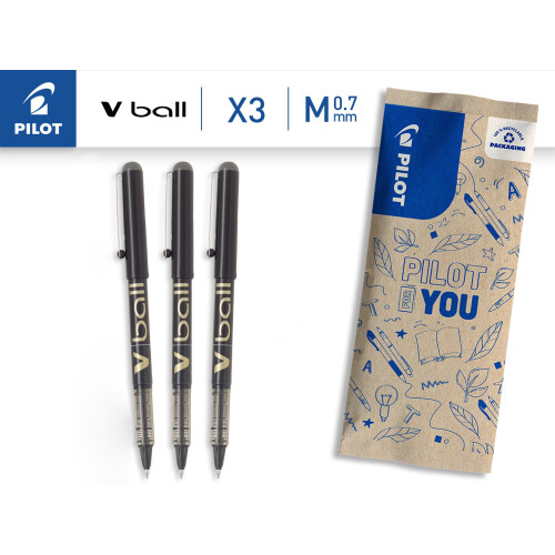 Pilot Flow Pack 3 V-Ball 0.7 Black 1