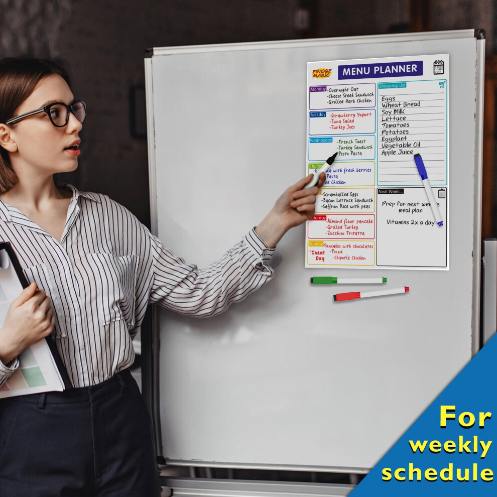Photos - Other Office Equipment Magnetic Whiteboard for Fridge: Multi-Functional Meal Menu Planner, with Colourful Erasable Pens