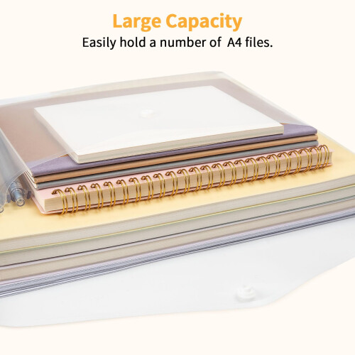 Umriox Clear Plastic Wallets-20 Pack A4 Plastic Folders Document Wallets File Envelope Popper Wallets with Label Pocket and Snap Button for School, H 2
