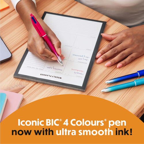 BIC BIC 4 Colours Gradient Smooth Ink Retractable Multicoloured Ball Pen Pack of 5 1