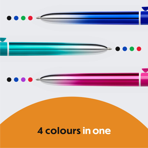 BIC BIC 4 Colours Gradient Smooth Ink Retractable Multicoloured Ball Pen Pack of 5 2