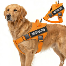 (Orange, M) No Pull Dog Harness, Reflective Adjustable Pet Vest with Handle, Breathable Anti-Choke Harness for Medium Large Dogs,