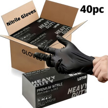 (Black, S-40) 40/80 Black Disposable Nitrile Gloves Have Excellent Elasticity And Durability. They Are Suitable for Tattoo, Makeup