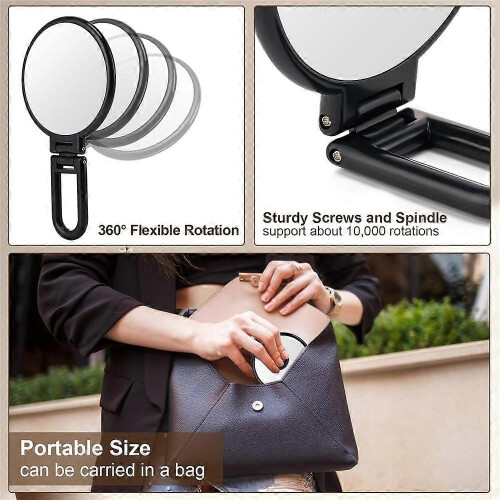 White Portable 5X Magnifying Mirror, Folding Double Sided Handheld for Makeup & Oral Inspection 2