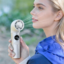 Ventilador de Mano de Ultra Alta Velocidad con Diseño de Tubo Curvado en Frío, 100 Velocidades con Pantalla Digital, Recargable, Silencioso.
