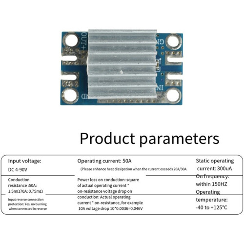 50A High-Current Module  4-90V Wide Voltage Input Solar Anti-Backflow Protection Board for Drone RC BEC System 2