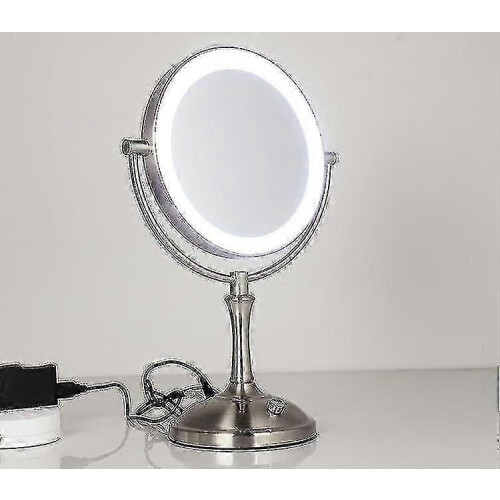 Miroir cosmétique de bureau LED double face de 8 pouces, luminosité réglable 2