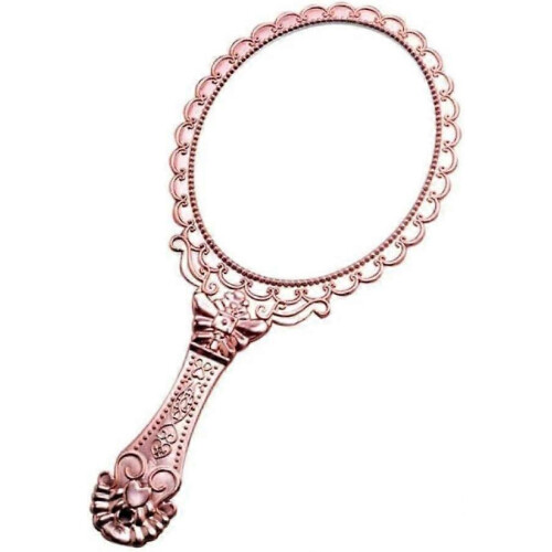 2 Pcs Retro Pattern Handle Handheld Makeup Mirror, Vintage Oval Single-Sided Mini Beauty Mirror 2