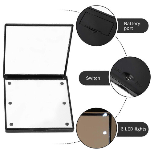 Specchio per il trucco a LED pieghevole e portatile, specchio di bellezza compatto e maneggevole 2