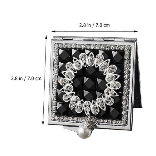 1PC Small Square Metal Mirror Pearl Pendant Double-Sided Makeup Mirror 1