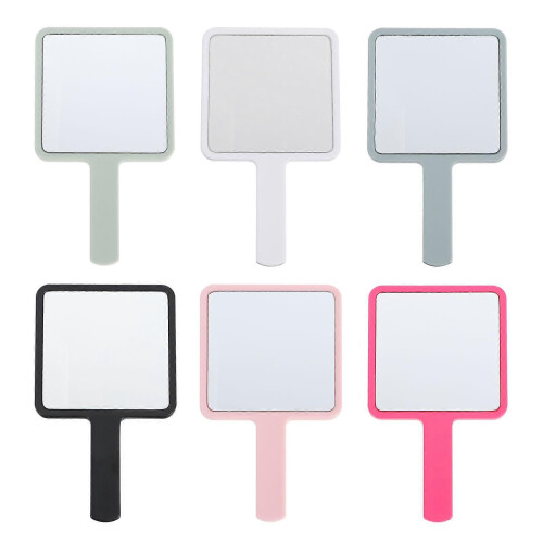 Assorted Color 16x9cm Handheld Makeup Mirror Set with Handle, 6Pcs 1