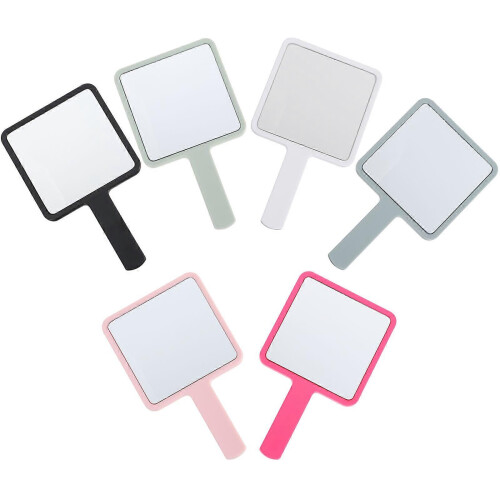 Assorted Color 16x9cm Handheld Makeup Mirror Set with Handle, 6Pcs 2