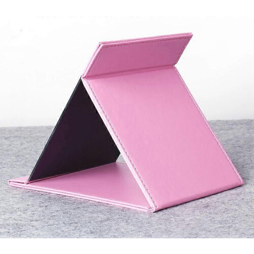 Pink Foldable Leather Makeup Mirror, Portable Vanity Mirror 2