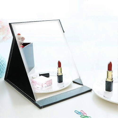 Mirror Foldable Leather Makeup Mirror Portable Vanity Desktop Thickened HD Princess 1
