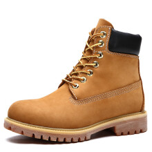(Yellow,EU41=Foot Length25.5cm)Kingshow Winter Snow Work Boots Mens Work Shoes Pu Leather Shoes Waterproof