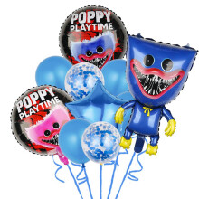 (Black) Poppy 10pcs Playtime Party Balloons Birthday Decorations Huggy Wuggy Kids For