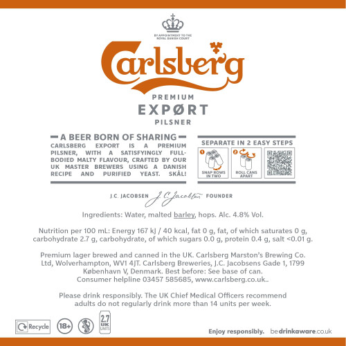 Carlsberg Export Lager Beer, 4 x 568ml 2