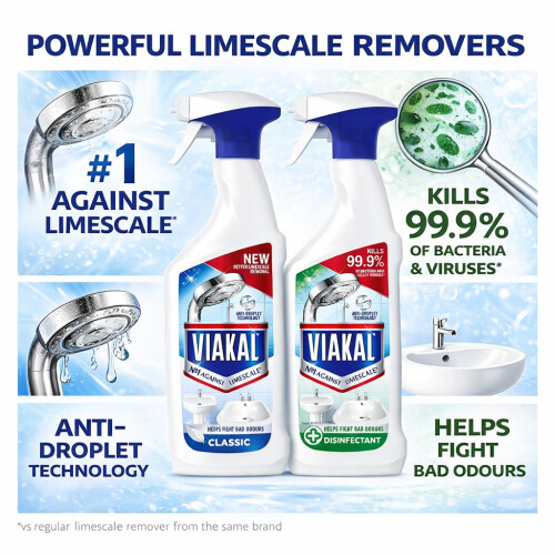 Viakal Viakal Limescale Remover Spray Bundle 2 Pack – CLASSSIC  DISINFECTANT 1