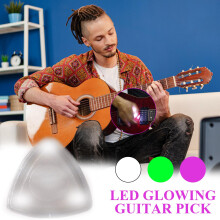 Wimony 3pcs LED Glowing Guitar Plectrum - Auto Illuminated Pick, Dazzling Colours for Enhanced Stage Performance (Red, White, Green)