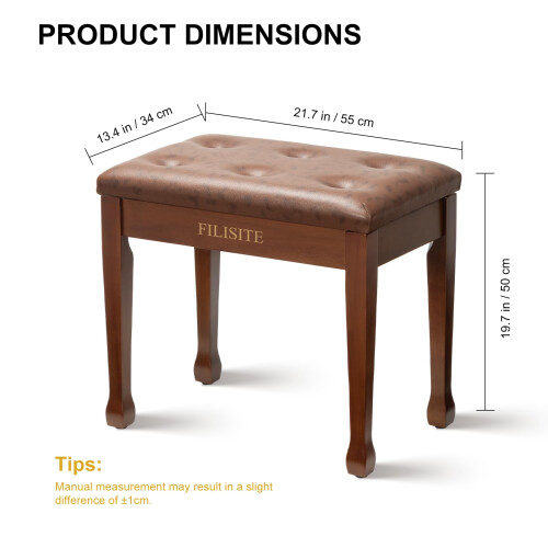 FILISITE Piano Bench with Waterproof Padded Cushion, Makeup Stools for 2