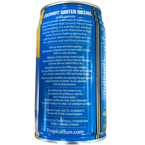 Tropical Sun Coconut Water with bits 330 ml pack of 12 2