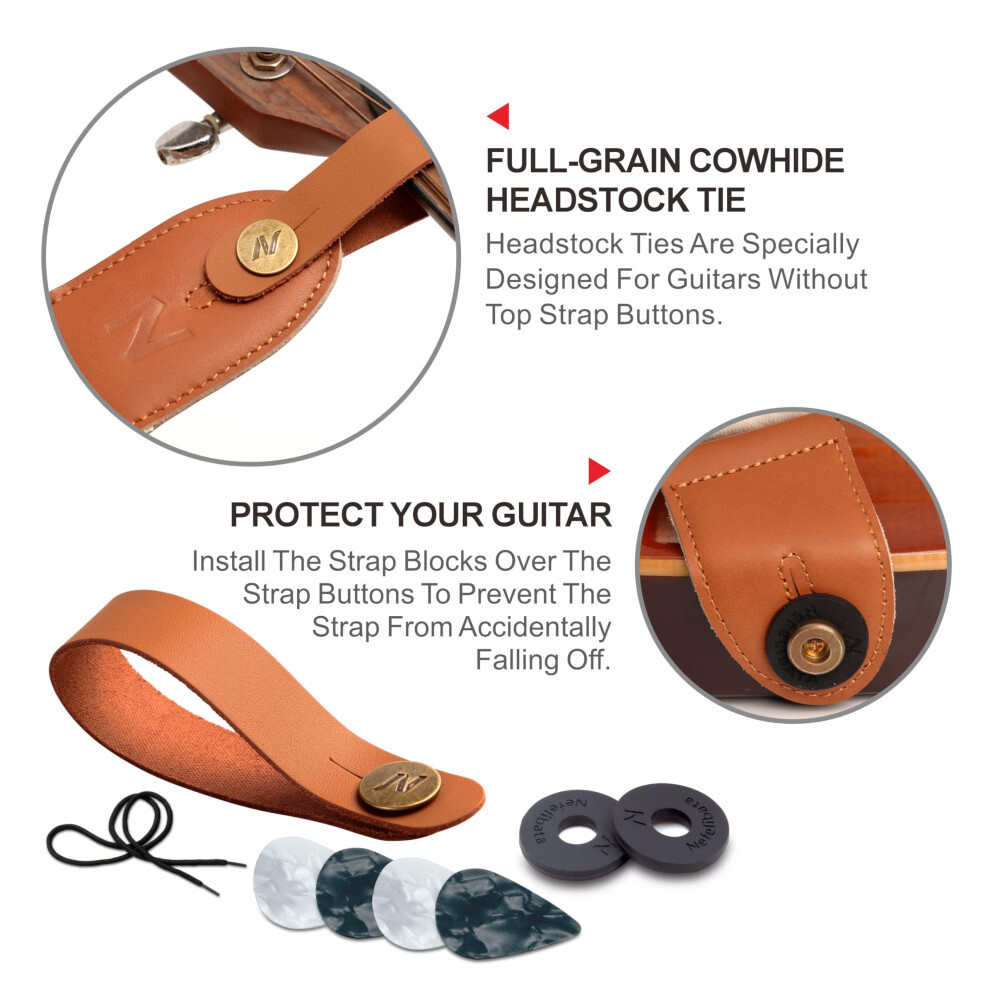 Nefelibata Guitar Strap, Cotton Full Grain Leather Ends Guitar Straps