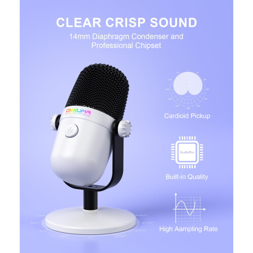 Gaming Microphone with Noise Cancellation & Mute Button, USB Condenser 1