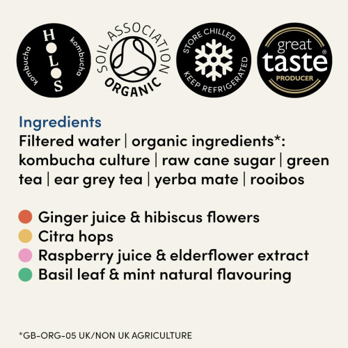 HOLOS Kombucha Drink Mixed Case  Organic Kombucha Tea  Chilled Unpaste 1