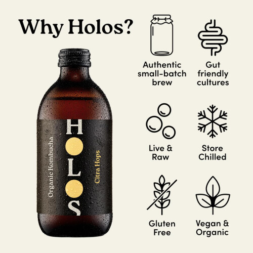 HOLOS Kombucha Drink Mixed Case  Organic Kombucha Tea  Chilled Unpaste 2