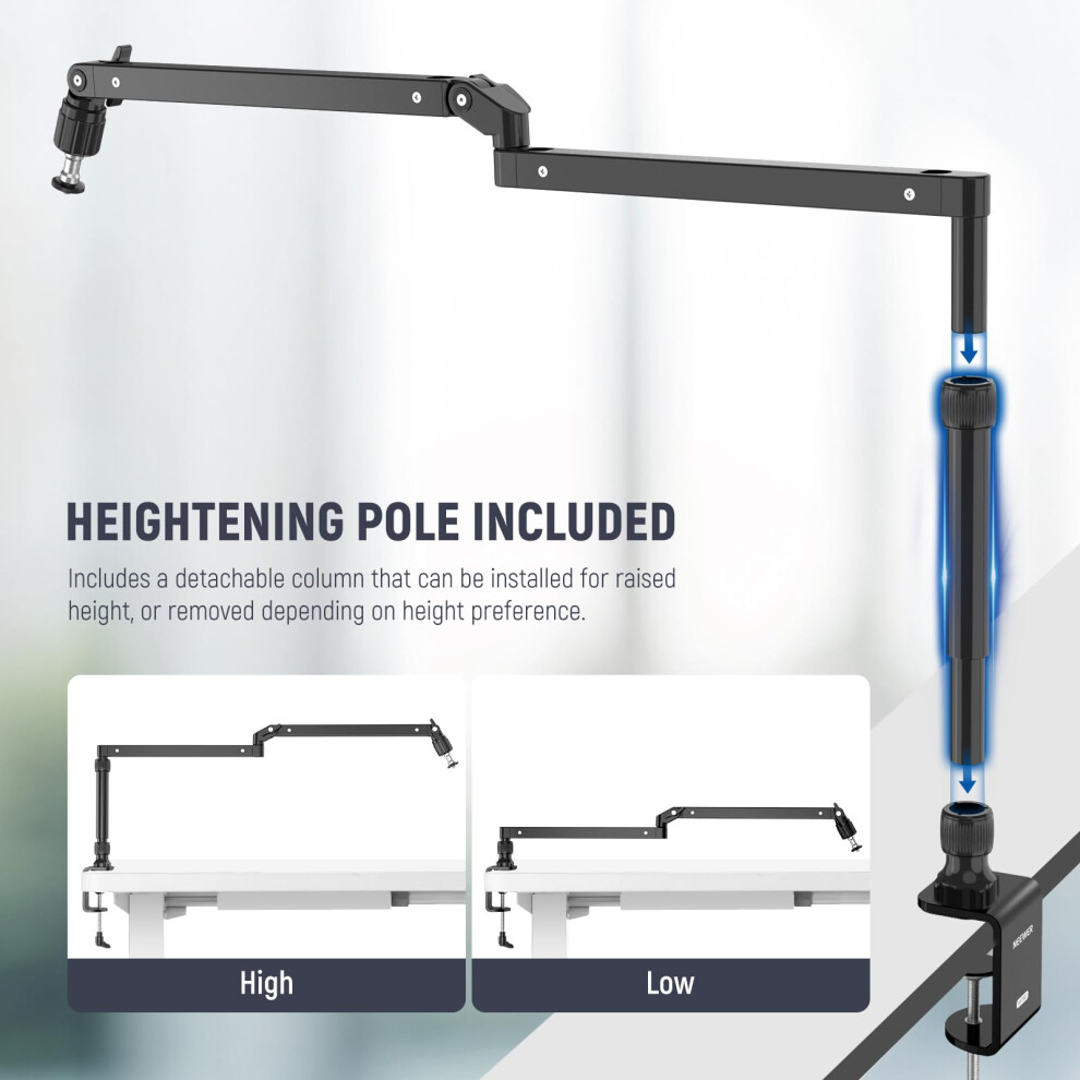 Neewer Low Profile Mic Arm Desk Stand Mount With Damping, 360 Swivel